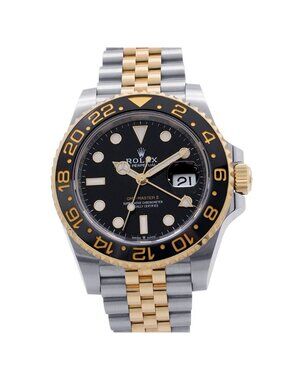 Rolex GMT-Master 2 SS 18K Yellow Gold Roulette Watch Black Dial
